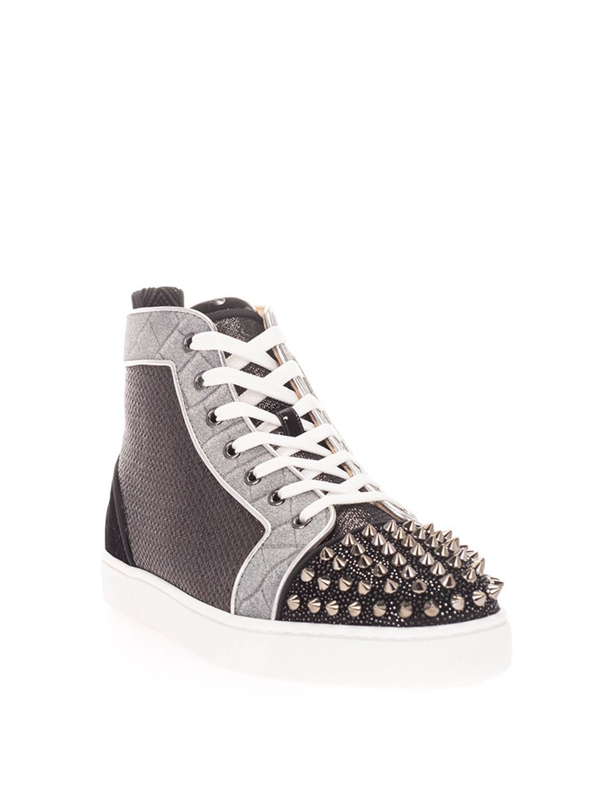 Christian Louboutin Lou Spikes Orlato Leather Sneaker in Black for