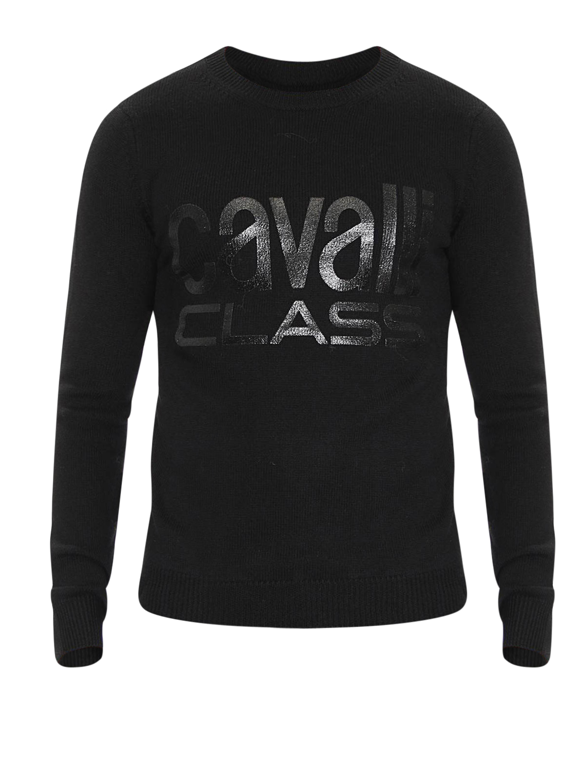 Class Roberto Cavalli Wool crew neck with logo - Black|821483
