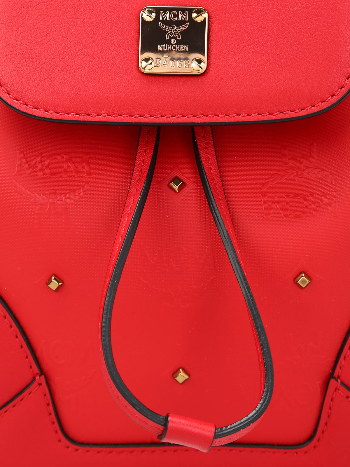 MCM Claudia Red Leather Backpack Mcm Claudia Studs studded backpack - Red - Women|MWK6ACA04RU001 main image 3