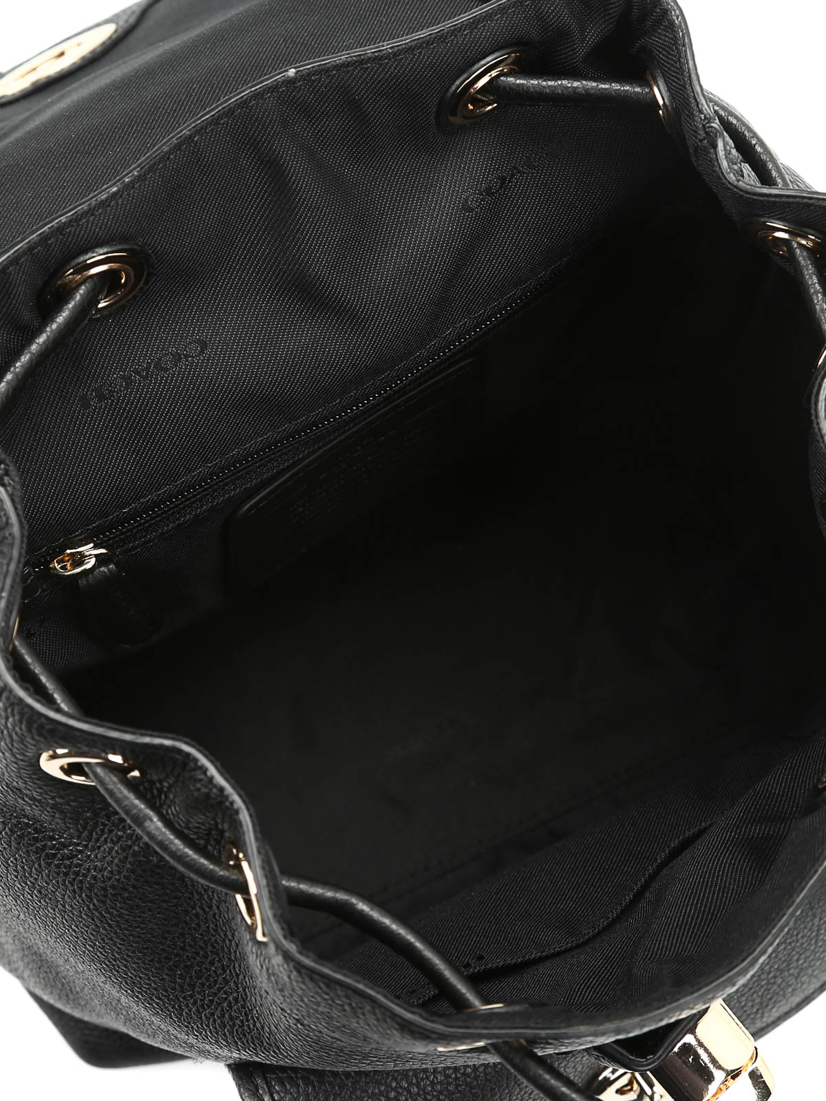 COACH Mini Leather Turnlock Backpack in Black