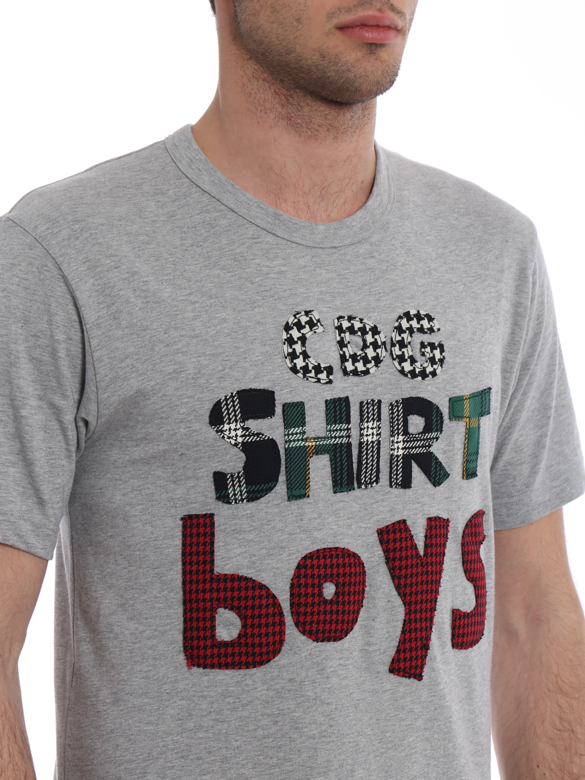 Shop Comme Des Garçons Shirt Cgd Patches Cotton T-shirt In Grey