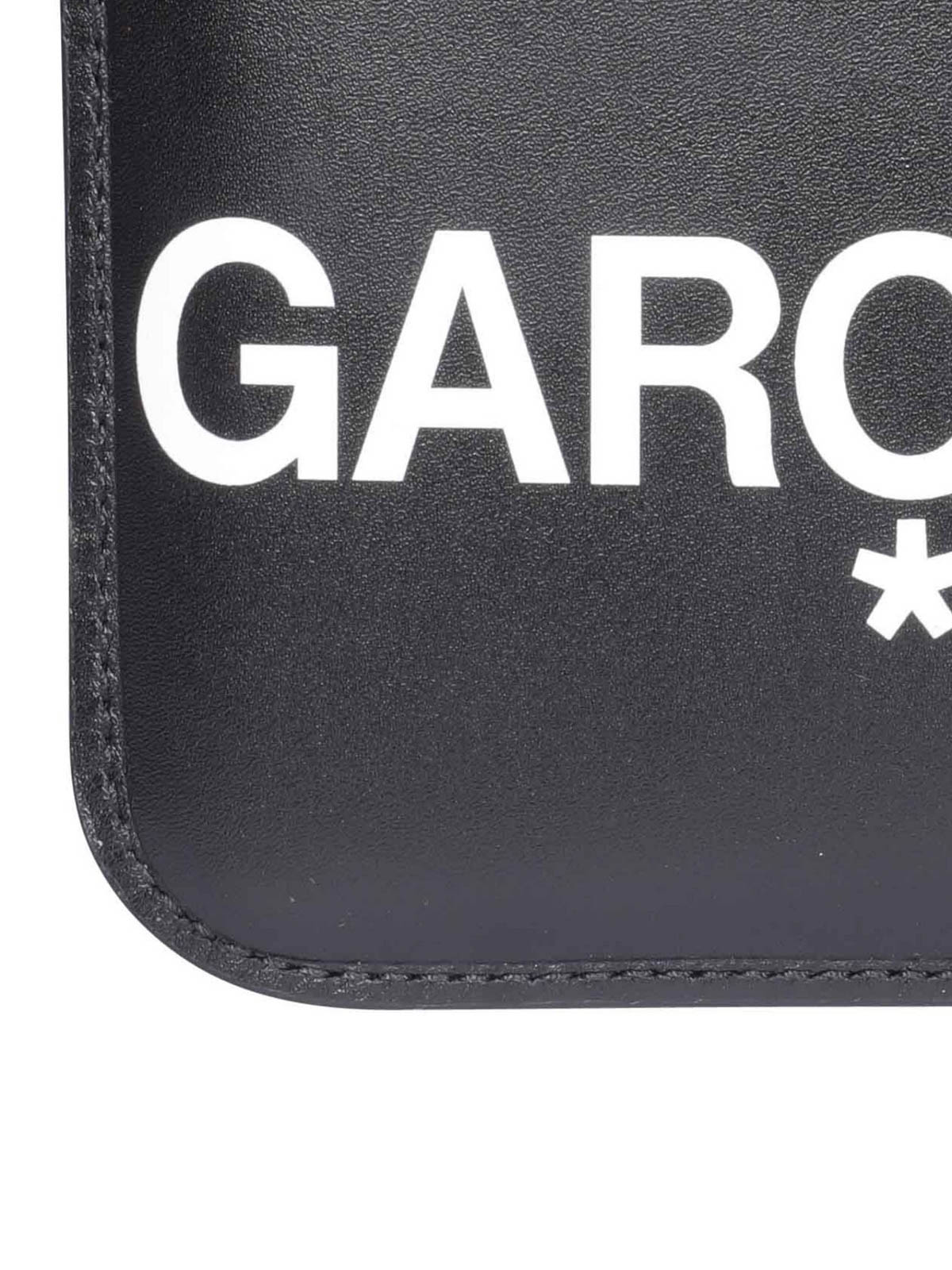 Shop Comme Des Garçons Logo Print Leather Clutch In Black