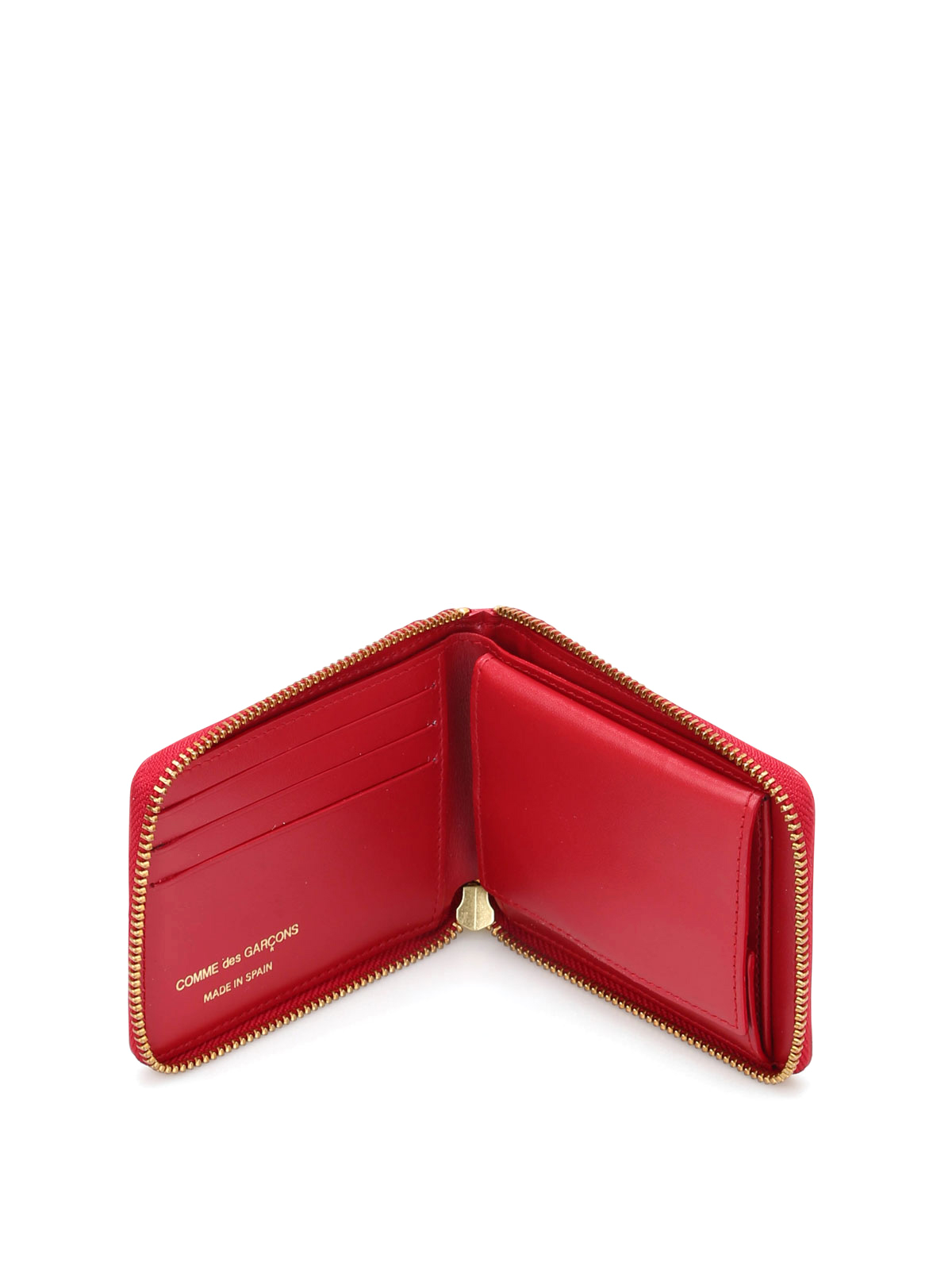 Shop Comme Des Garçons Zip Around Arecalf Wallet In Red