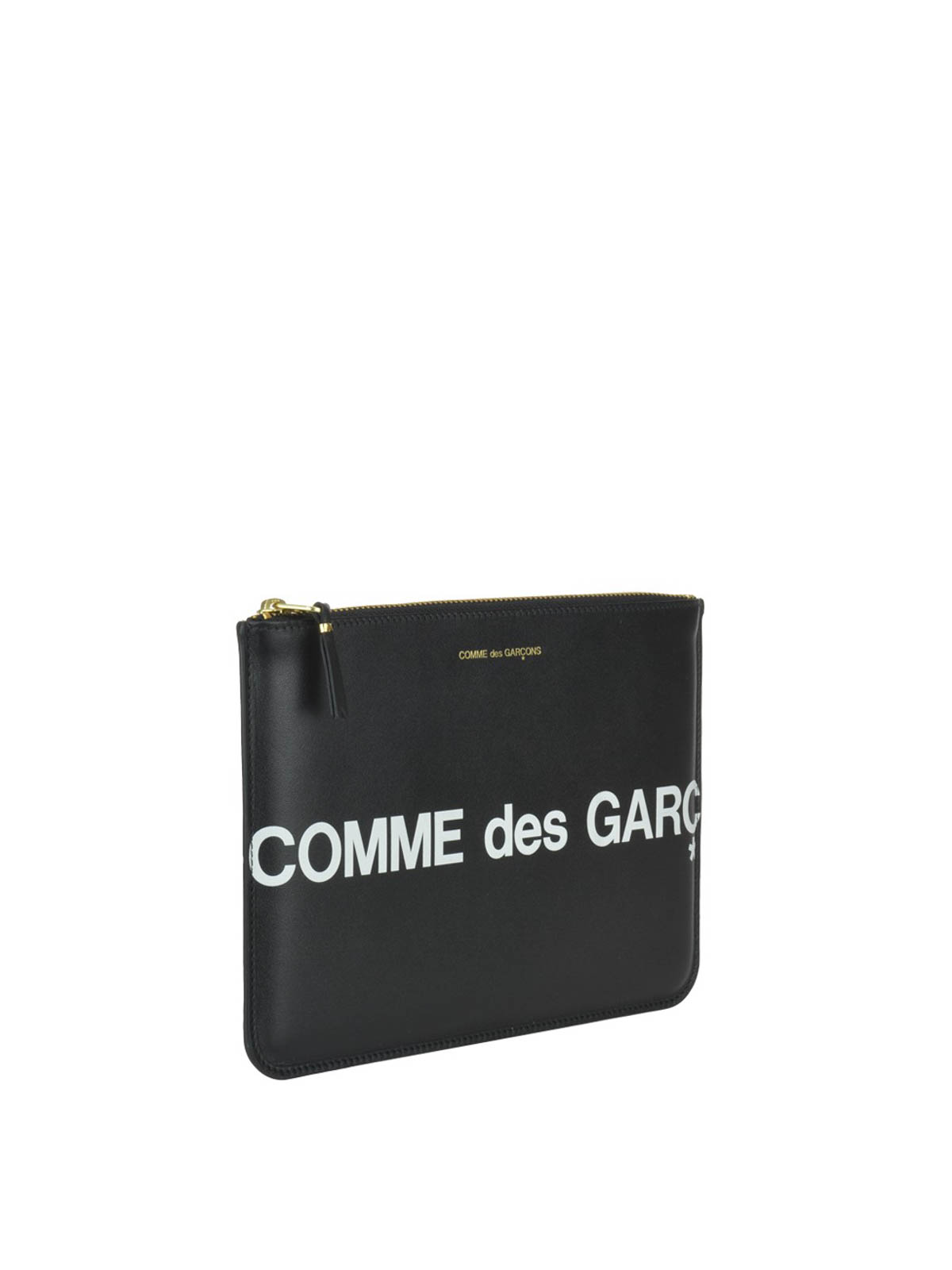 Shop Comme Des Garçons Maxi Logo Leather Pouch In Black