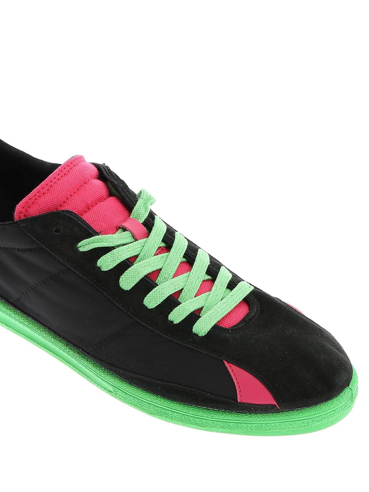 Shop Comme Des Garçons Shirt Sneakers In Black Fuchsia And Green