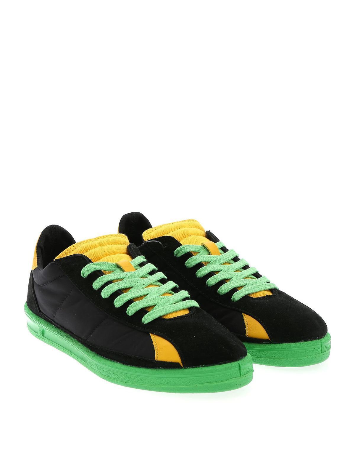 Shop Comme Des Garçons Shirt Black Yellow And Green Sneakers