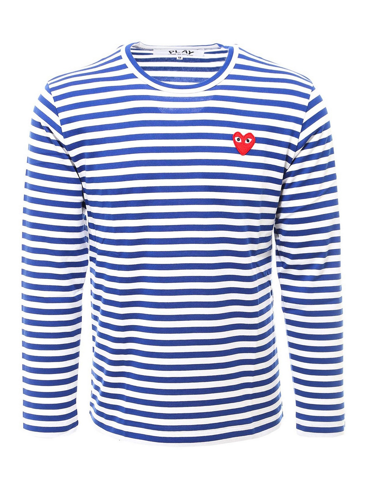 Comme Des Garçons Play Logo Patch Striped T-shirt In Blue