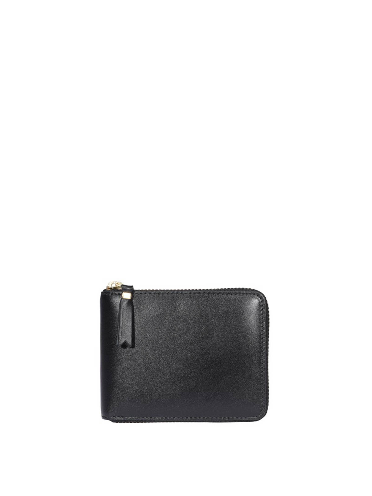 Comme Des Garçons Leather Zip-around Small Wallet In Black