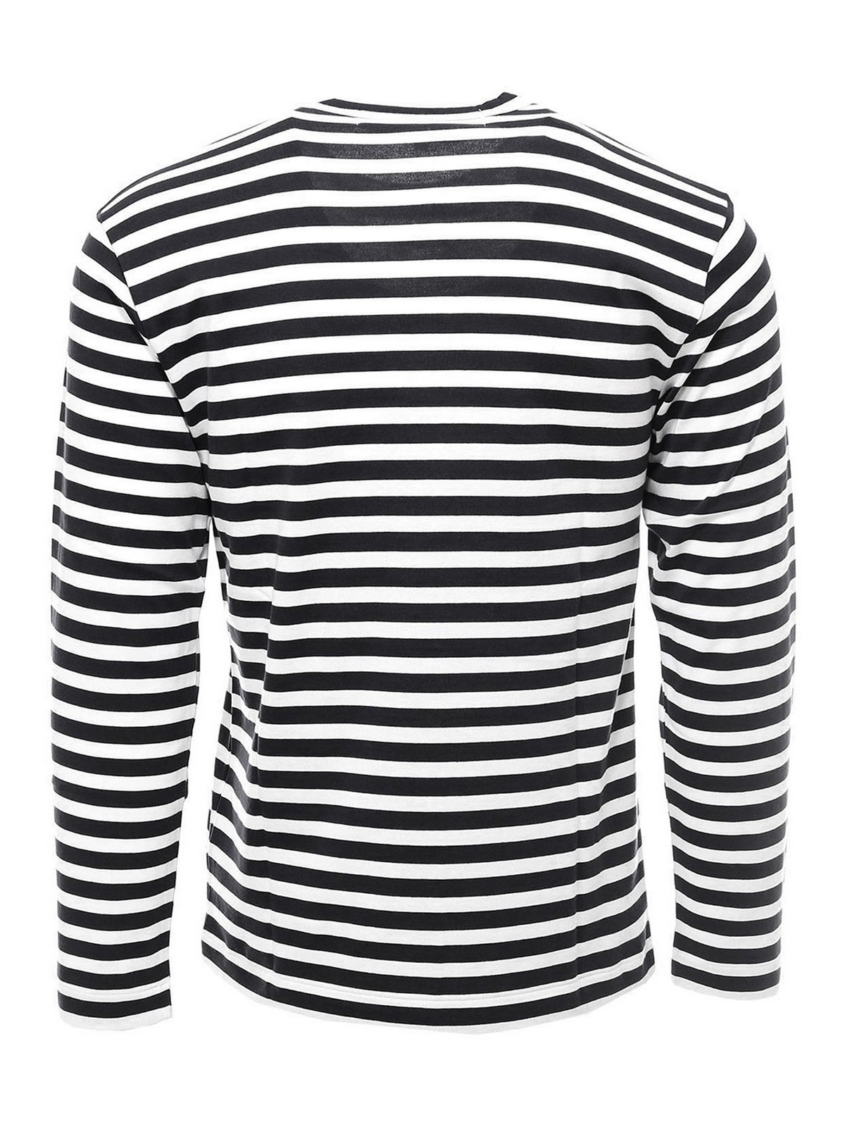 Shop Comme Des Garçons Play Striped Long Sleeve T-shirt In Black