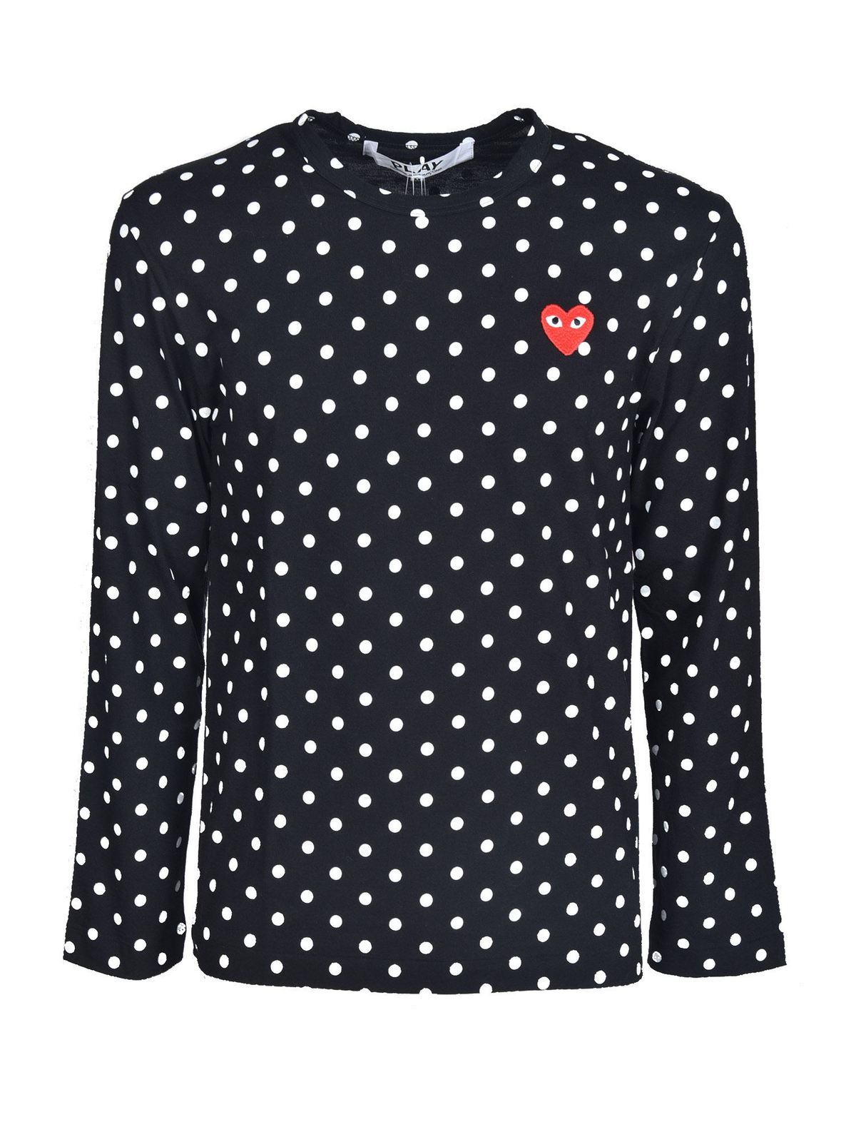 Shop Comme Des Garçons Play Red Heart Dot T-shirt In Black