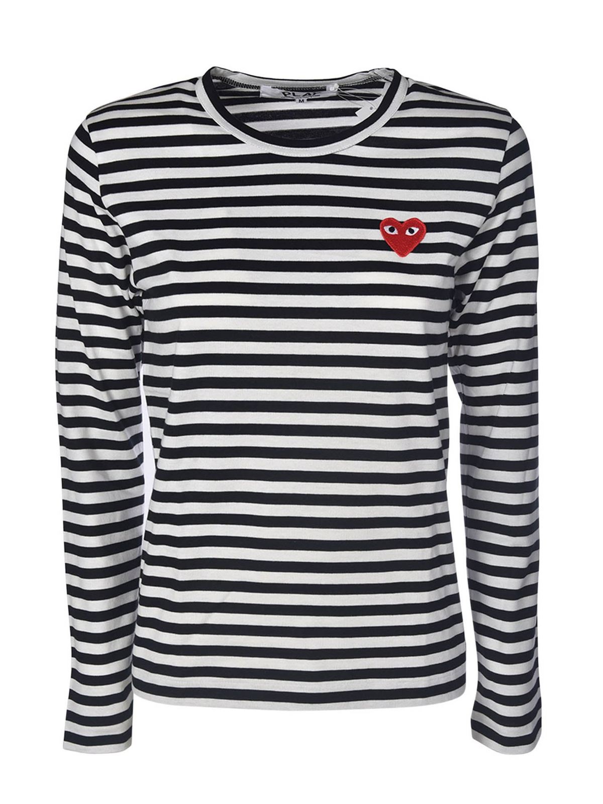 Comme des Garçons Play Red Heart long-sleeves T-shirt in black and