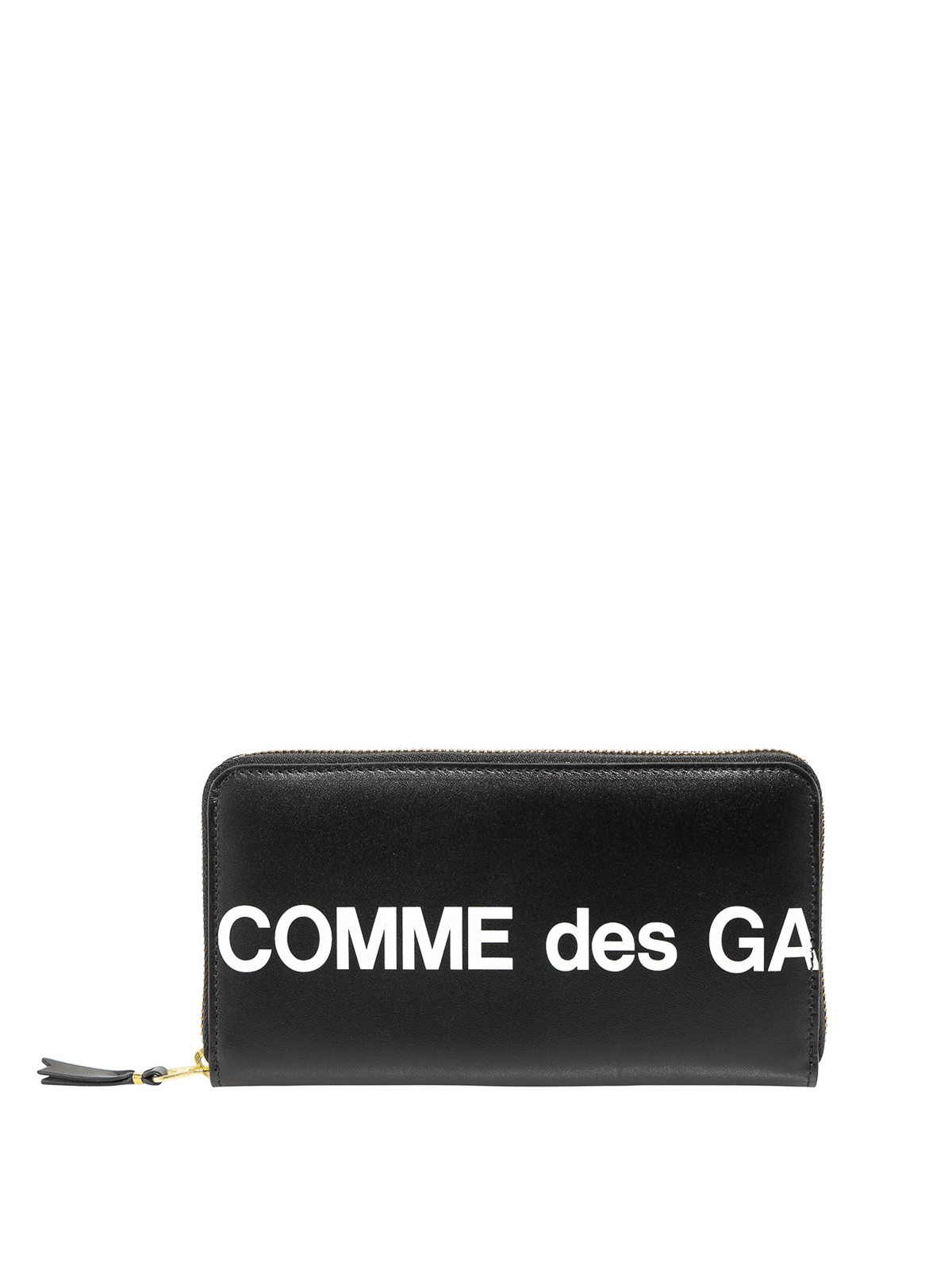 Comme Des Garçons Lettering Logo Leather Wallet In Black