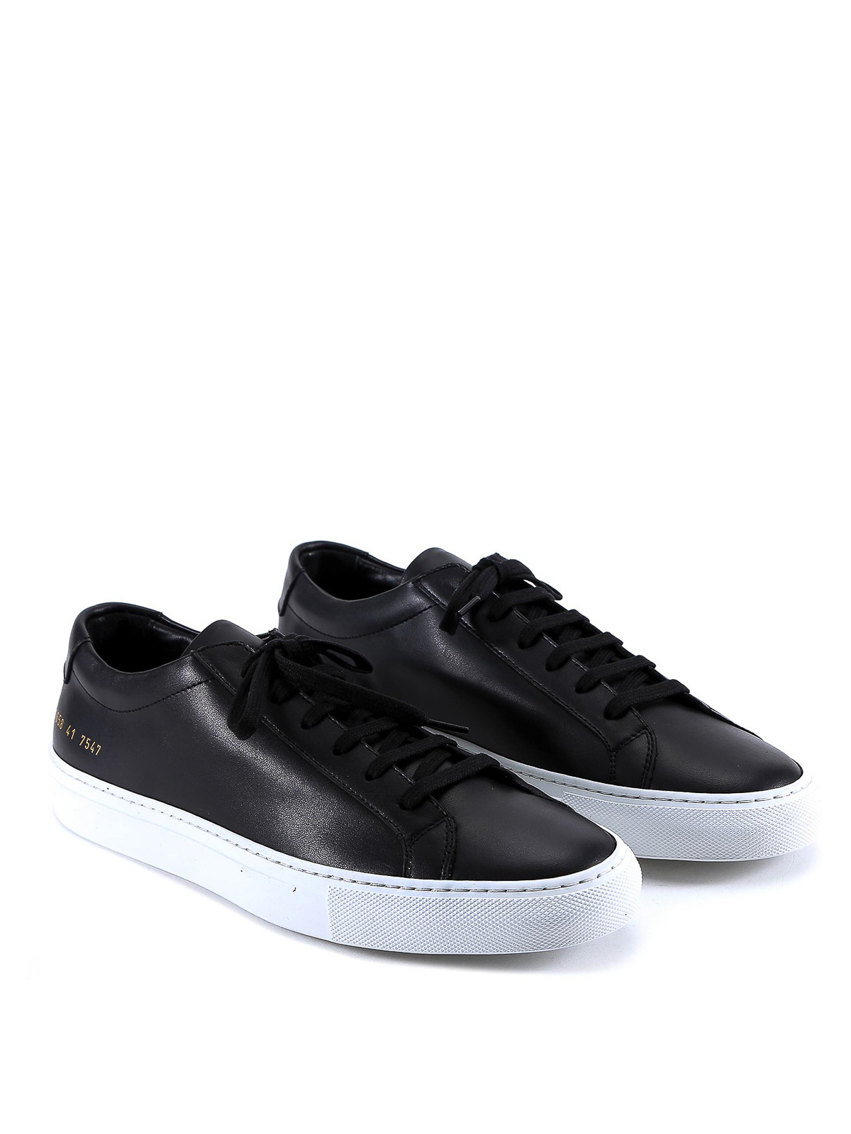 Shop Common Projects Smooth Leather Black Sneakers