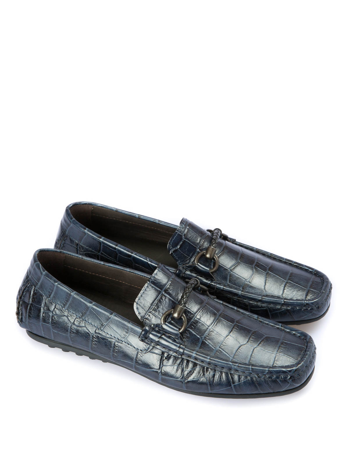 Corneliani Croco print leather loafers - Blue - Men|TM49109791 display picture 1