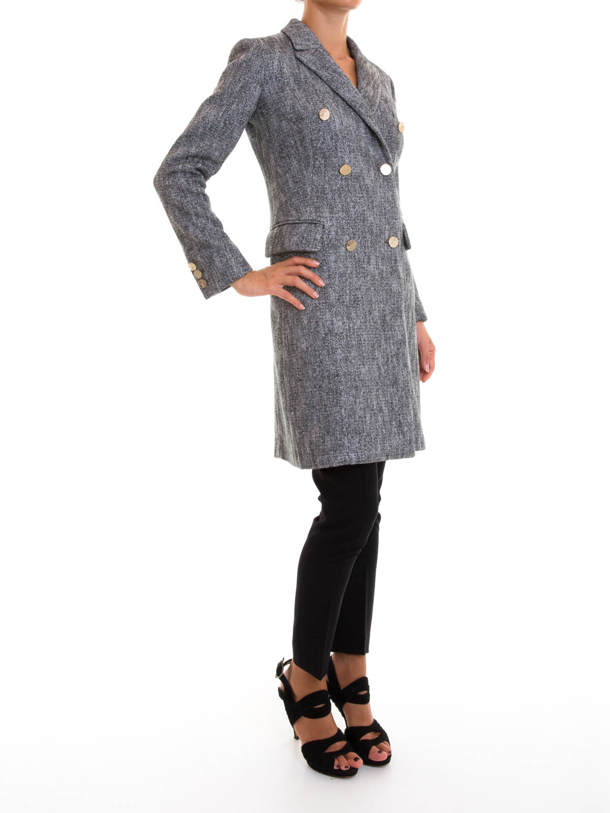 silke Waterfront kaptajn Knee length coats Versace Collection - Cotton and wool blend classic coat -  G34422G602922G8669
