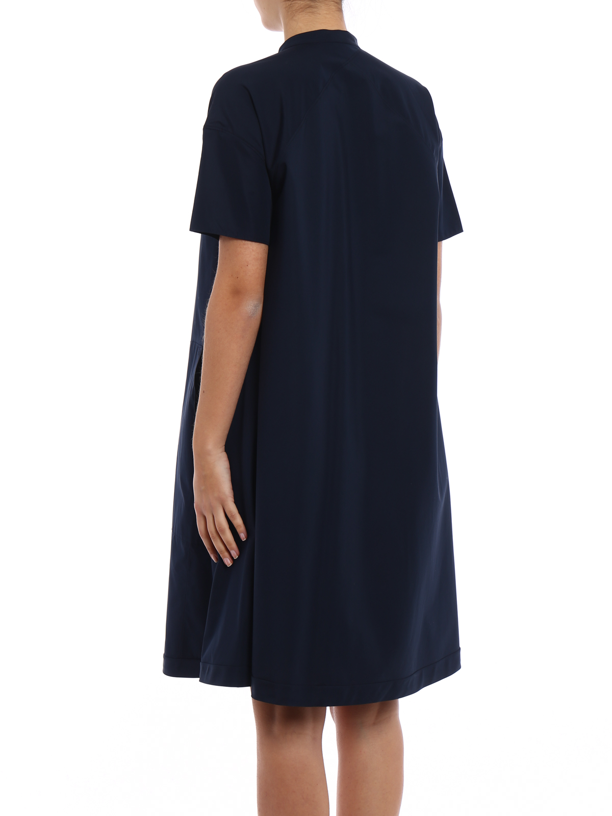 Aspesi Cotton poplin A-line dress - Dark Blue|H619D30785098 Aspesi Cotton poplin A-line dress - Dark Blue|H619D30785098