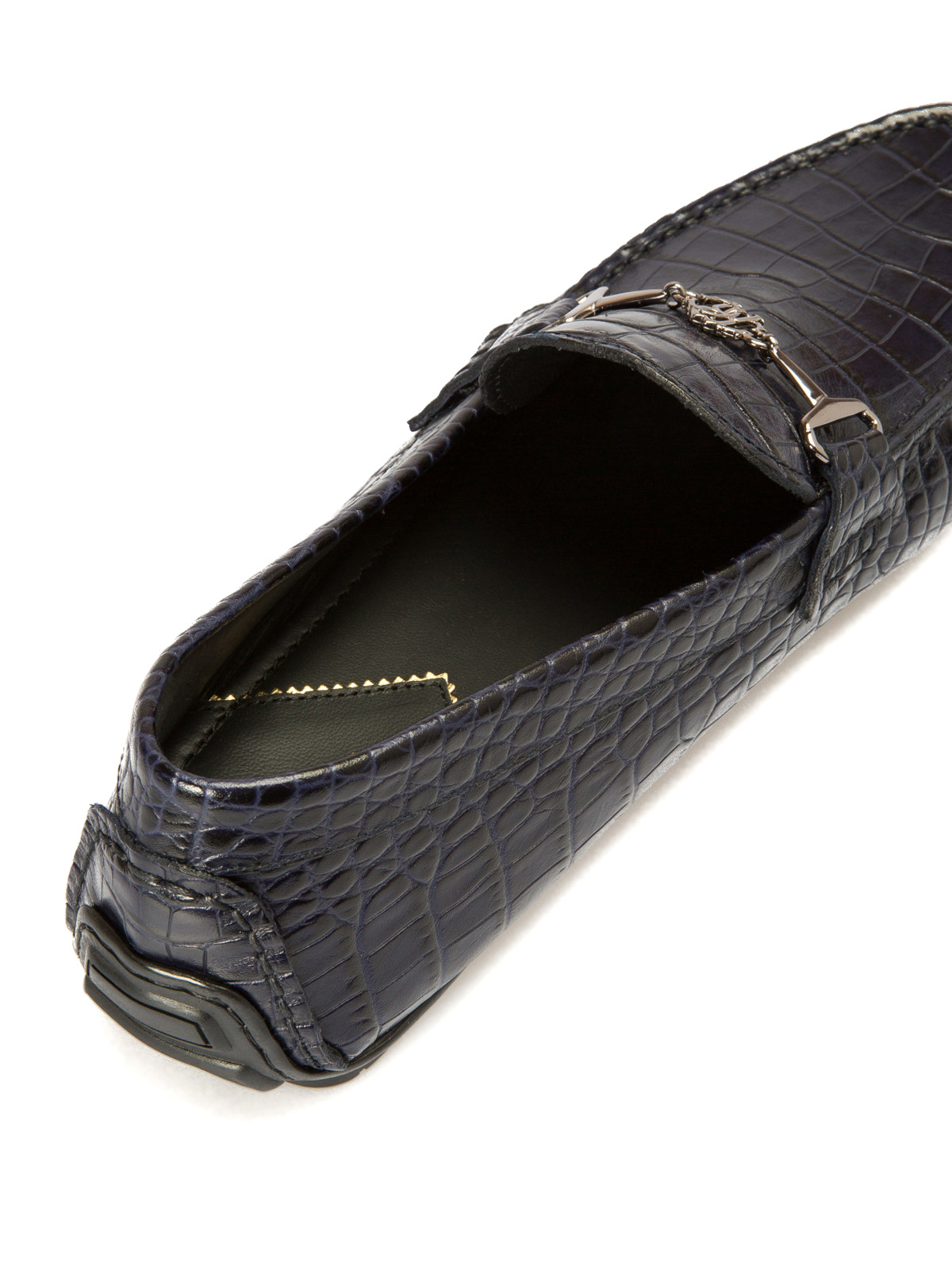 Loafers & Slippers Roberto Cavalli Croco print blue leather loafers -