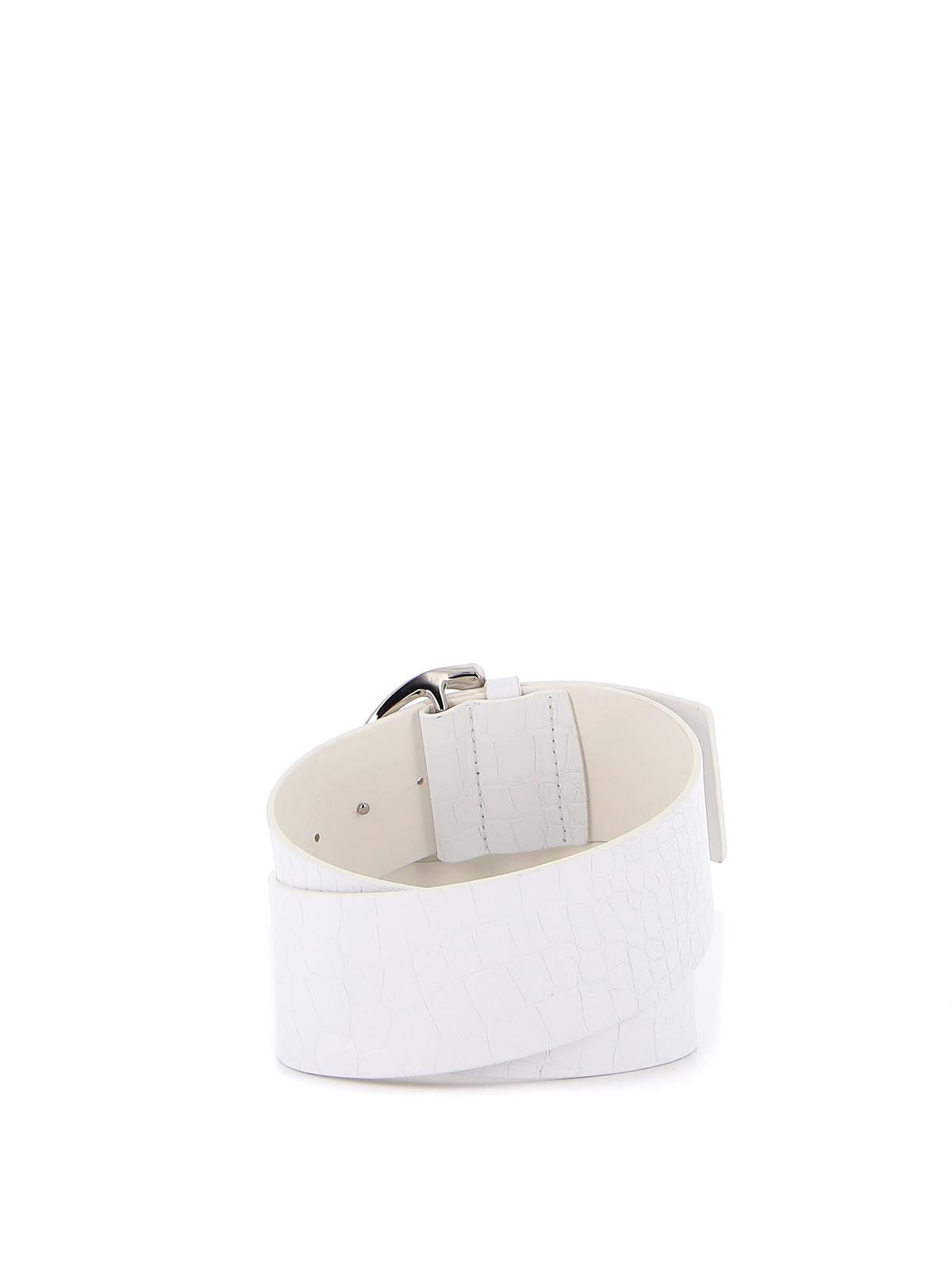 Shop Orciani Croco Printed Leather High Belt In White