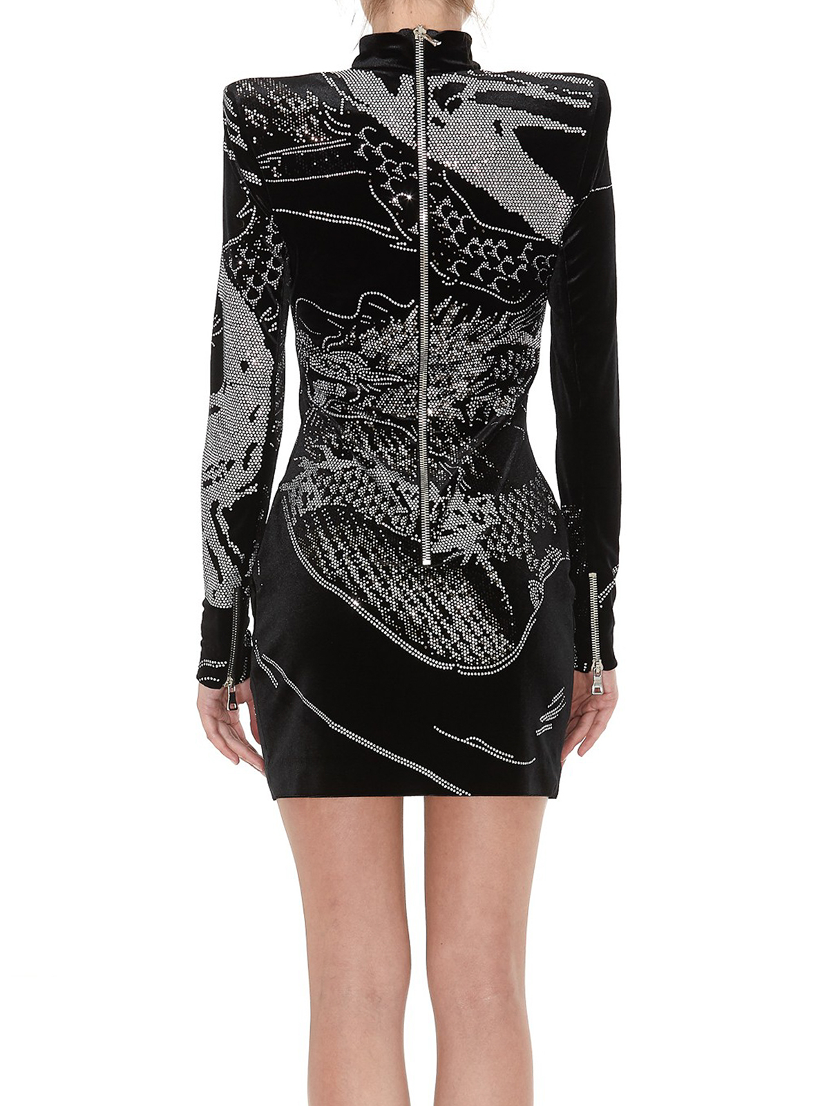 specifikation Amazon Jungle slack Short dresses Balmain - Crystal dragon velvet dress - SF16665X243EAB