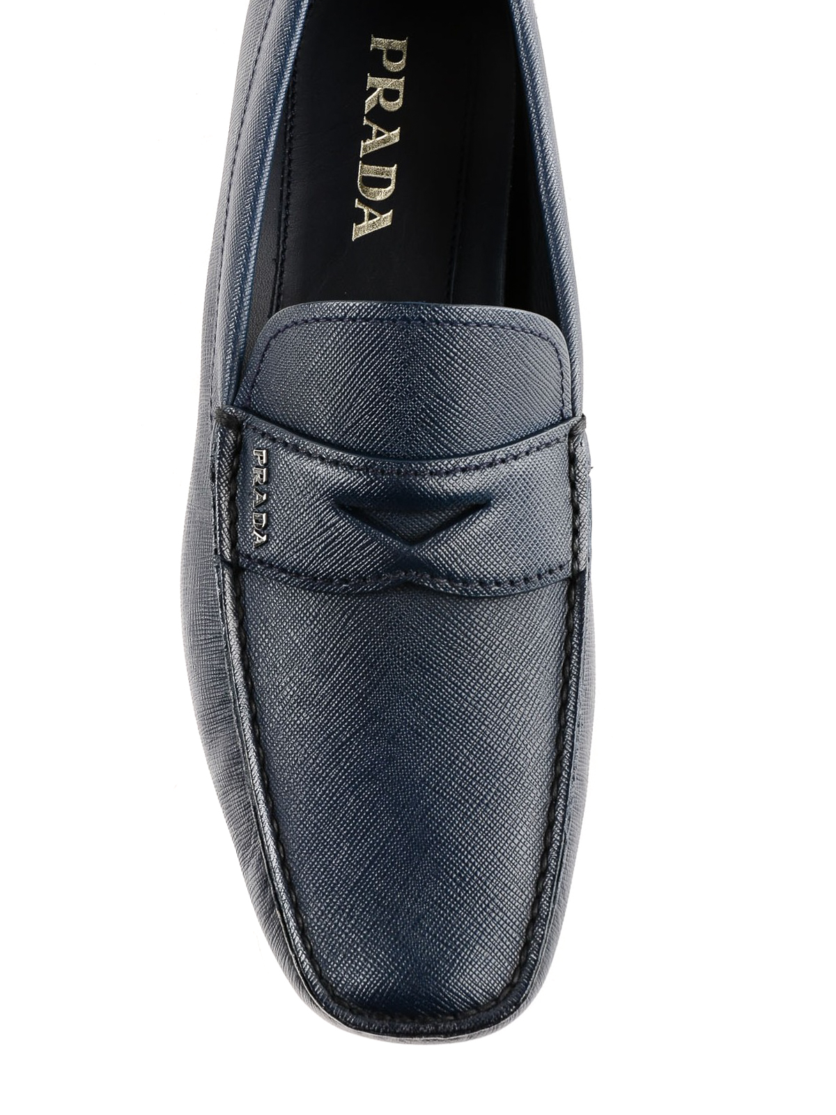 Blue prada loafers sale