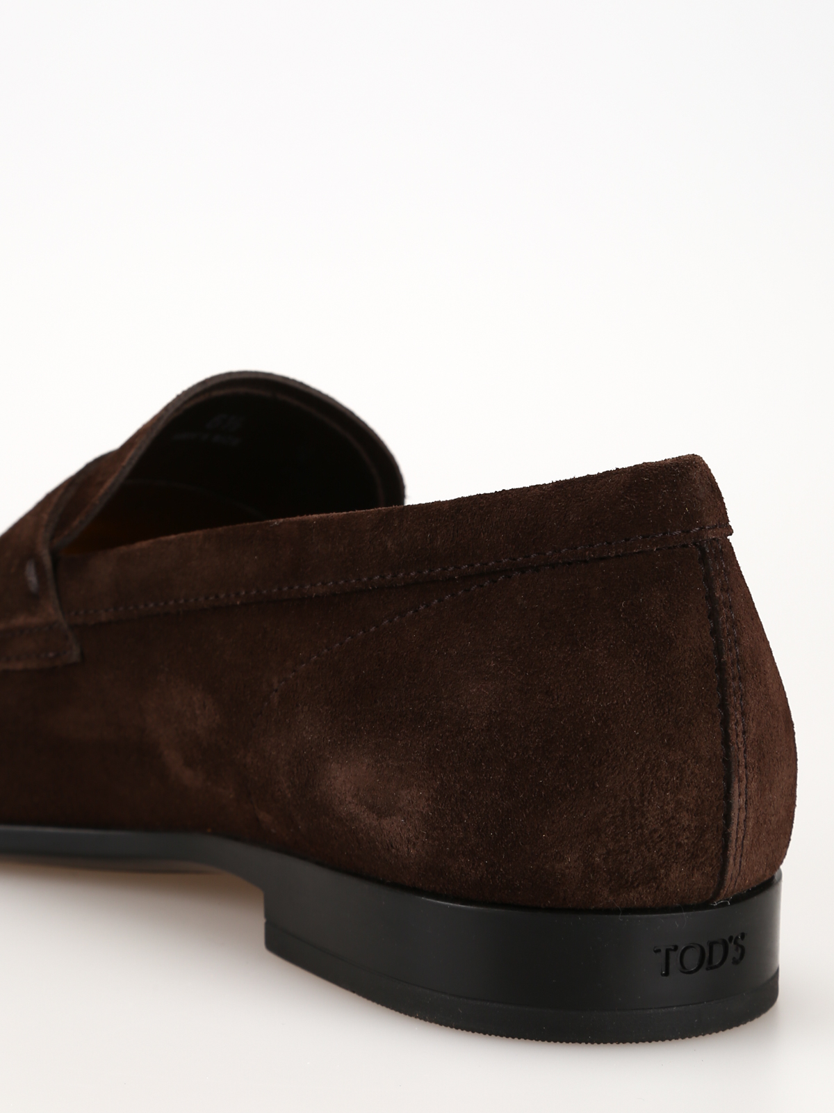Shop Tod's Dark Brown Suede Square Toe Loafers In Marrón Oscuro