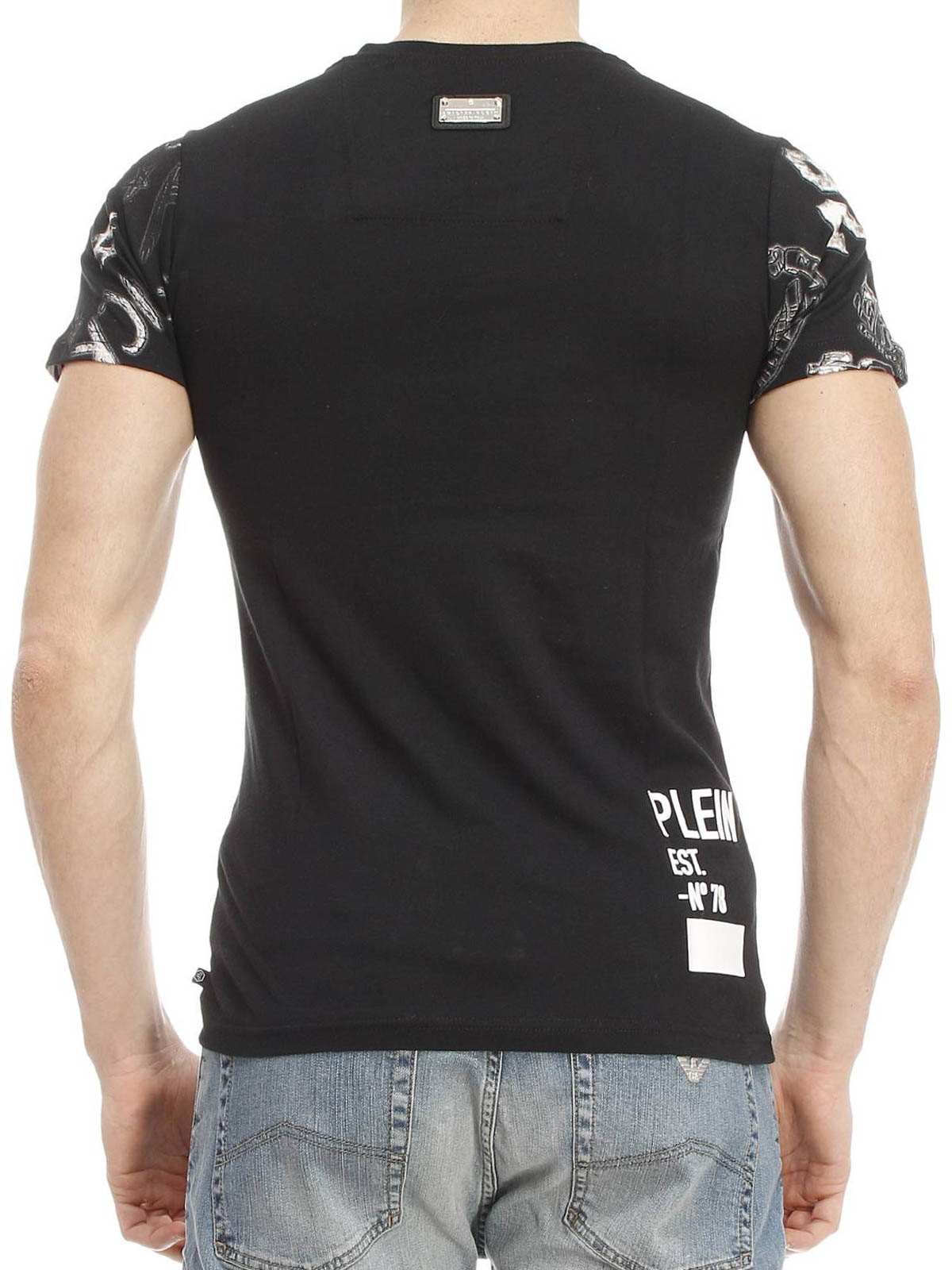 Tシャツ・カットソー Philipp Plein Short Sleeve Patches T-Shirt PHILIPP PLEIN MENS T-SHIRT VINTAGE SHORT SLEEVE RHINESTONES