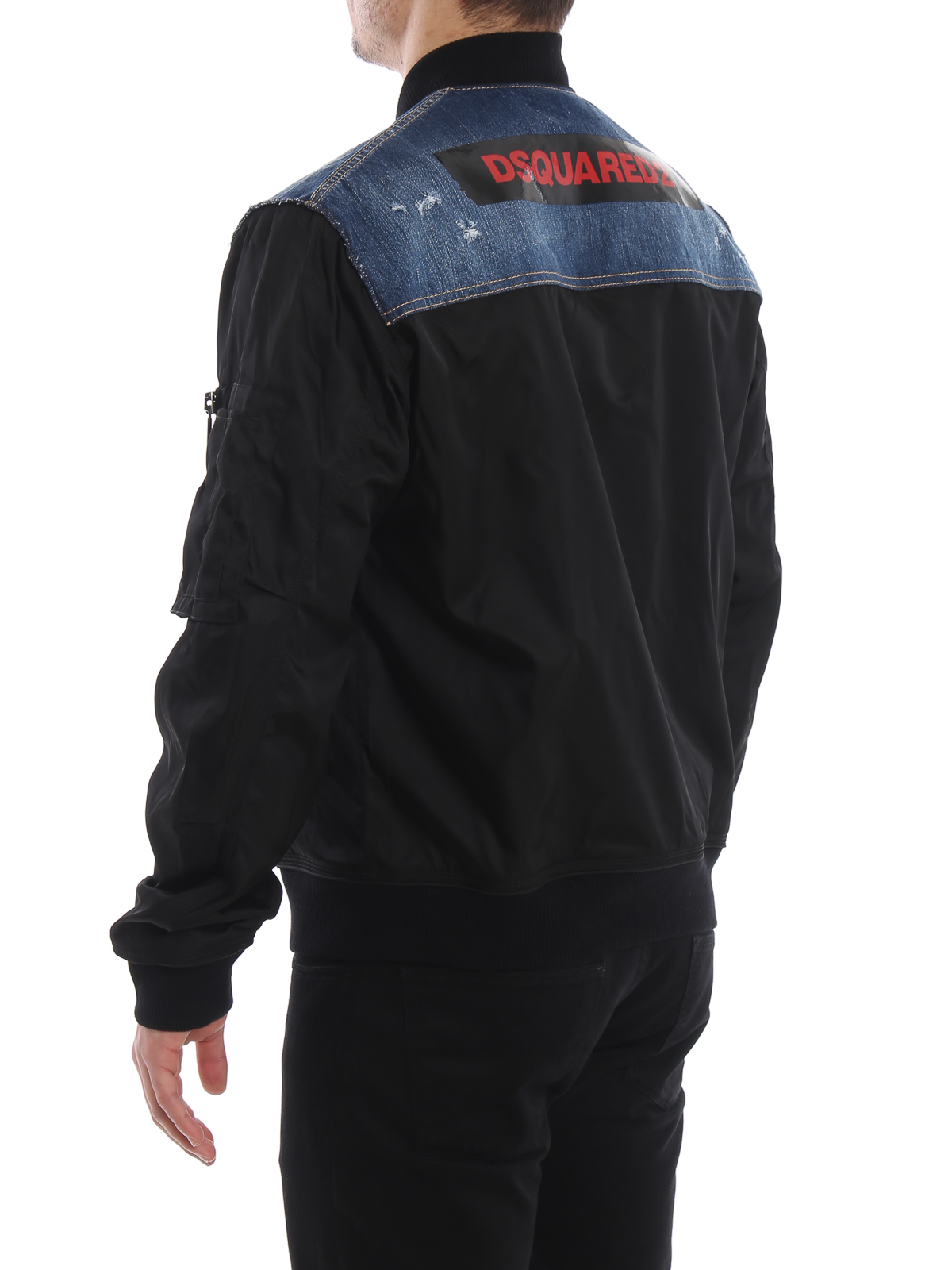 Dsquared2 Denim yoke black nylon bomber jacket|S74AM0869S49576900