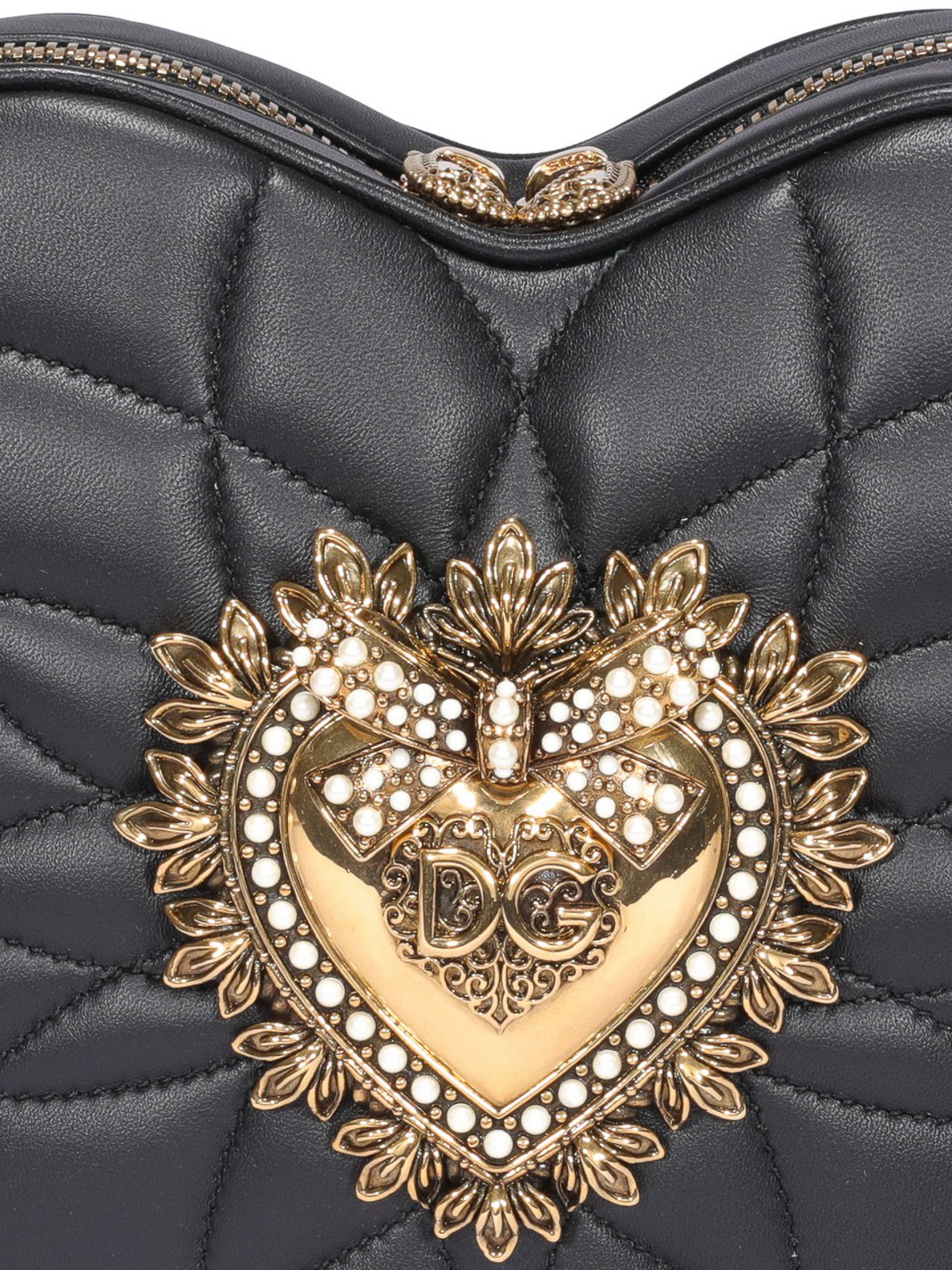 Dolce & Gabbana Devotion Bag In Gold Rhinestone & Chain