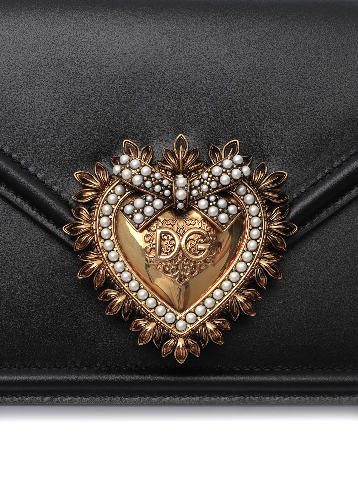 Shop Dolce & Gabbana Devotion Small Leather Handbag In Negro