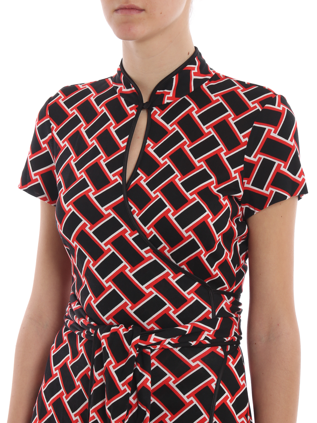 Diane Von Furstenberg Geometric print keyhole silk jersey dress |12480DVFVGWBB Diane Von Furstenberg Geometric print keyhole silk jersey dress |12480DVFVGWBB