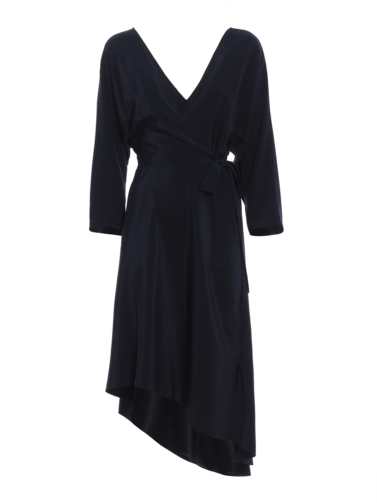 Diane Von Furstenberg Blue pure silk asymmetric dress|11607DVFALXNY