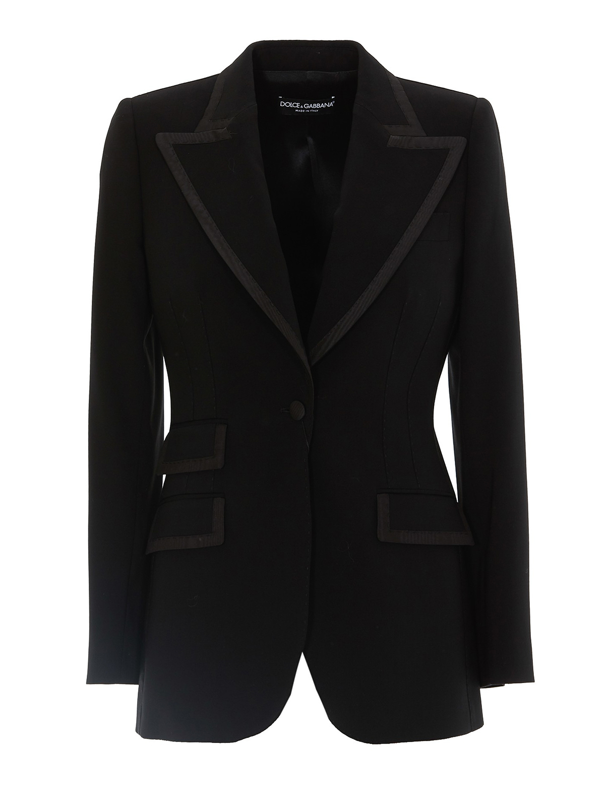 Dolce & Gabbana Satin Piping Blazer In Black