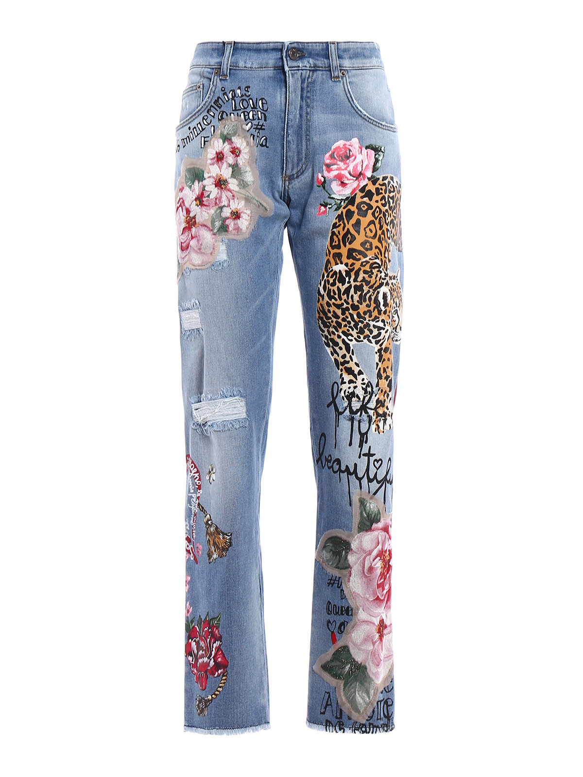 Dolce & Gabbana WHITE JEANS WITH STITCHING ジーンズ ステッチ White regular stretch jeans in Multicolor for Men