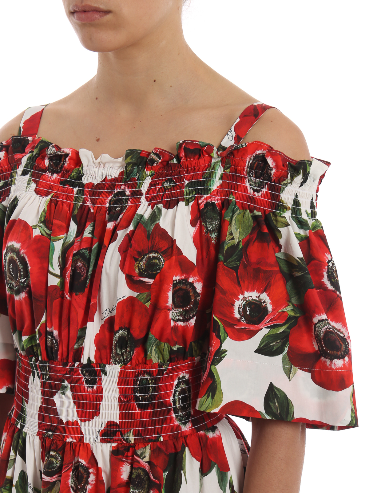 ワンピース DOLCE & GABBANA ANEMONI PRINT COTTON MIDI DRESS Dolce & gabbana Anemoni print cotton midi dress available on