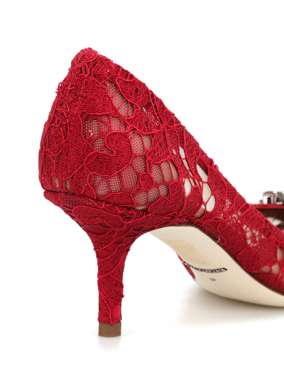 Shop Dolce & Gabbana Bellucci Lace Court Shoes In Rojo Oscuro