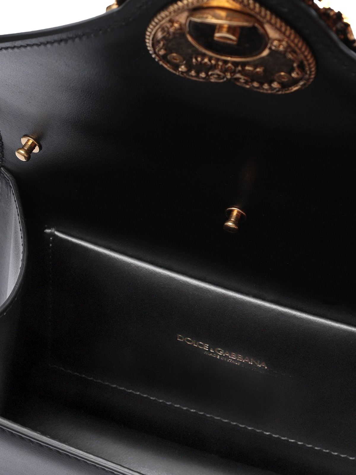 Shop Dolce & Gabbana Devotion Small Leather Handbag In Negro