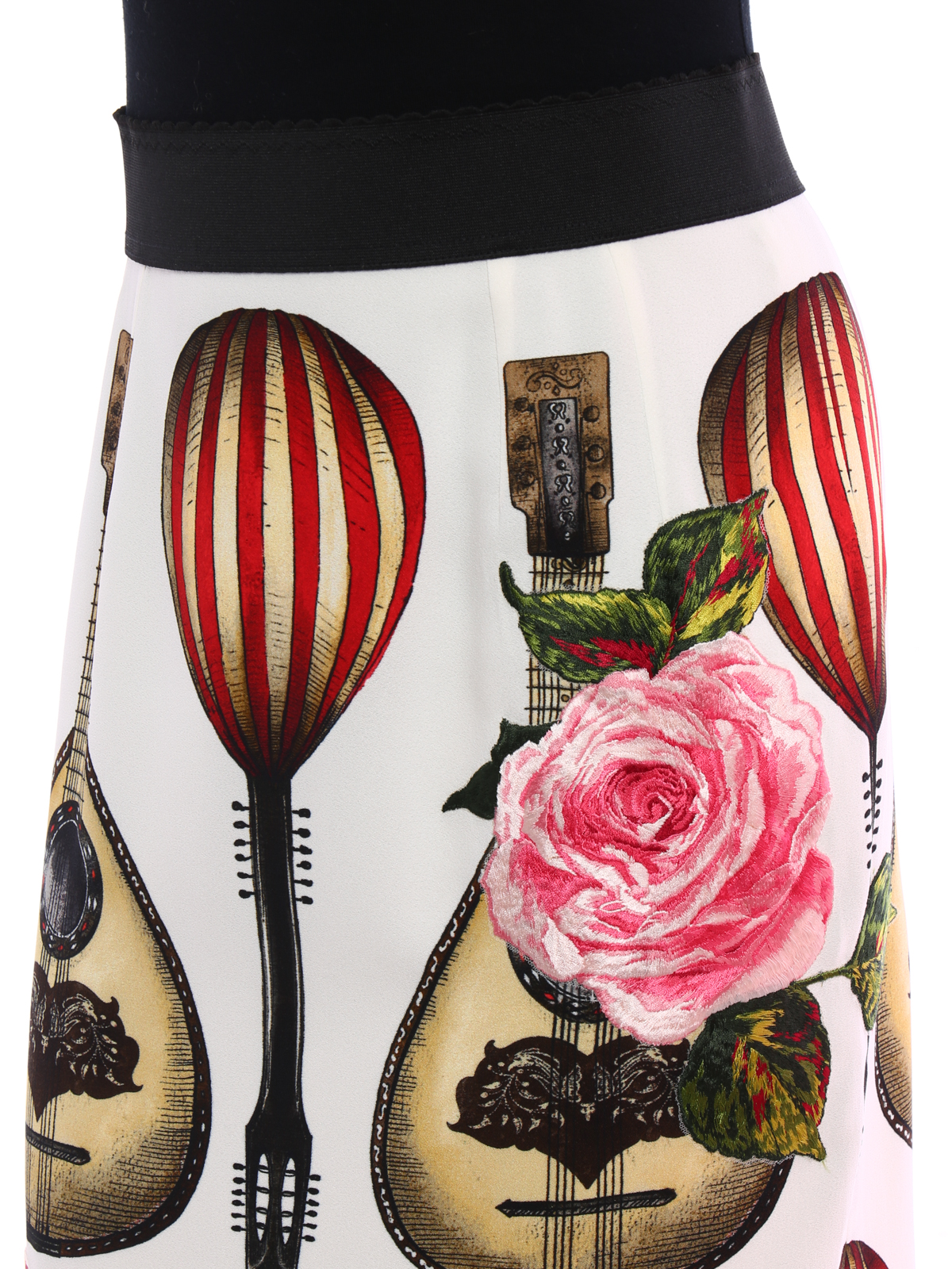 【関税&送料込み】Dolce & Gabbana Pencil Skirt In CrApe Dolce & Gabbana Embroidered and printed crepe skirt