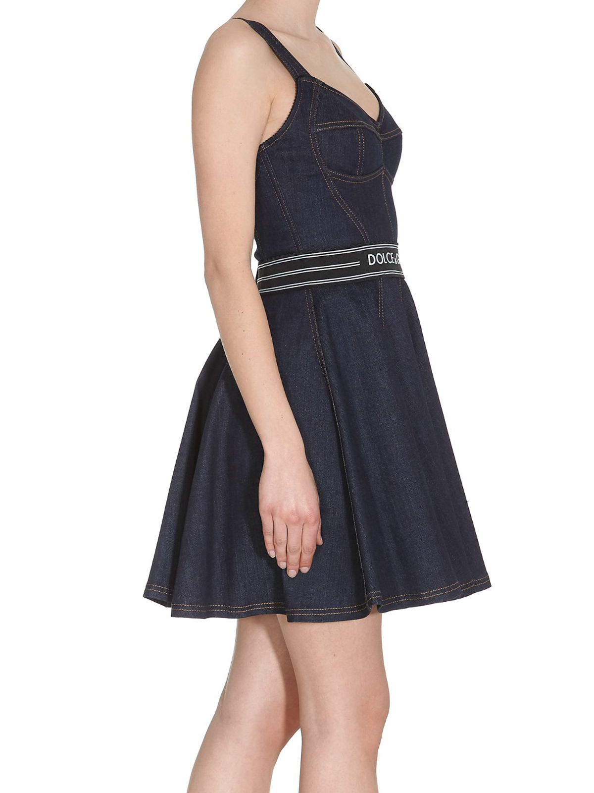 Dolce & Gabbana Heart neck denim mini dress|F6H3SDG898ZS9000 Dolce & Gabbana Heart neck denim mini dress|F6H3SDG898ZS9000