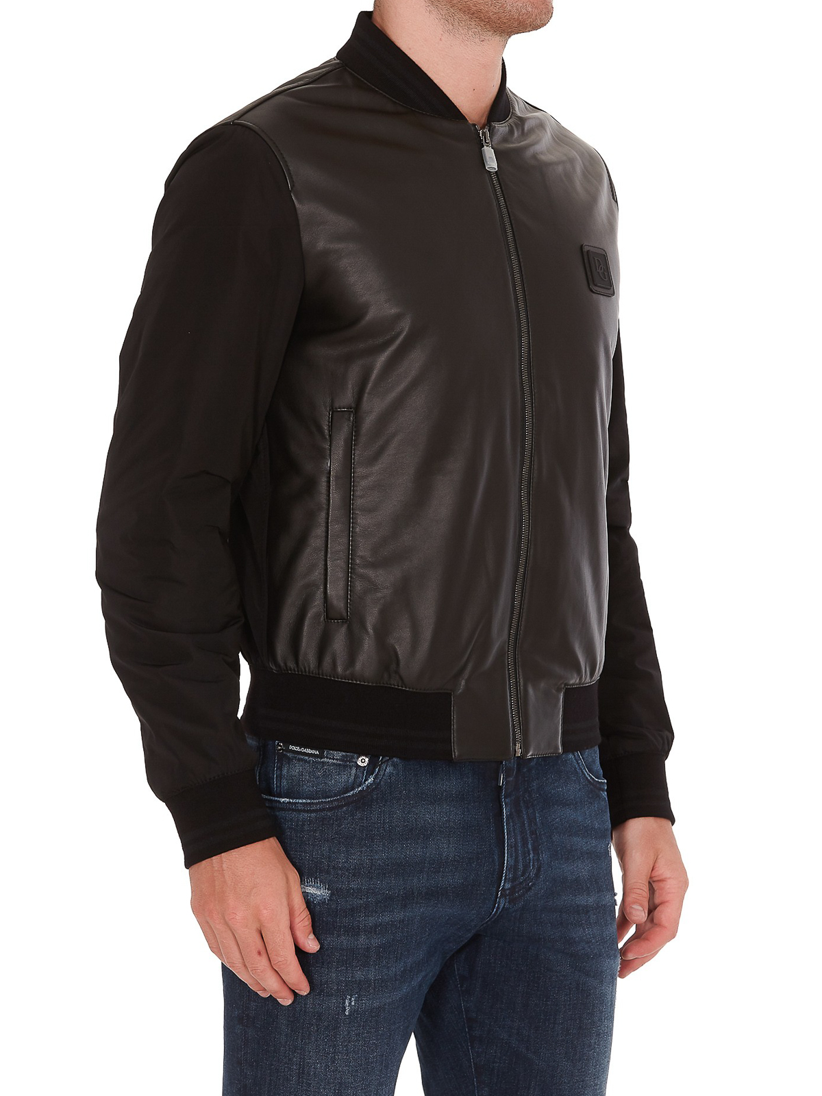 Dolce & Gabbana Leather and nylon bomber jacket