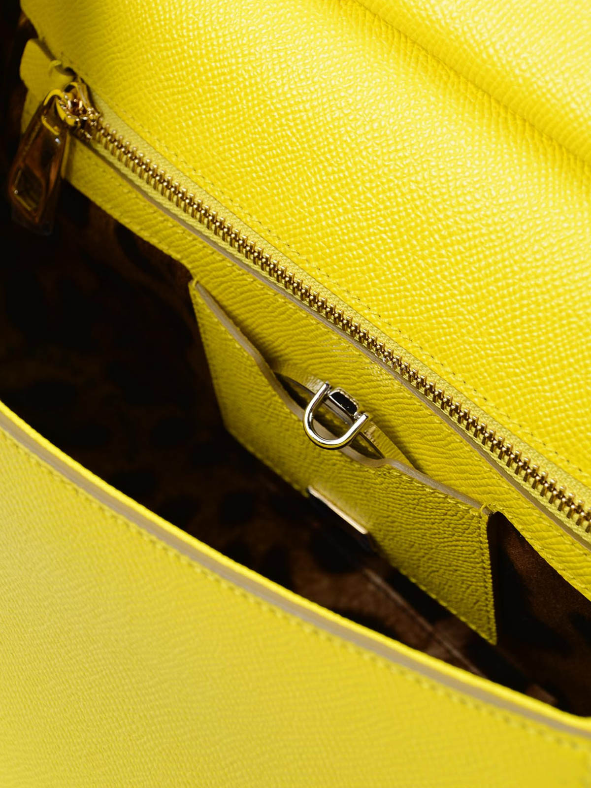 Dolce & Gabbana Sicily Medium Leather Handbag in Yellow
