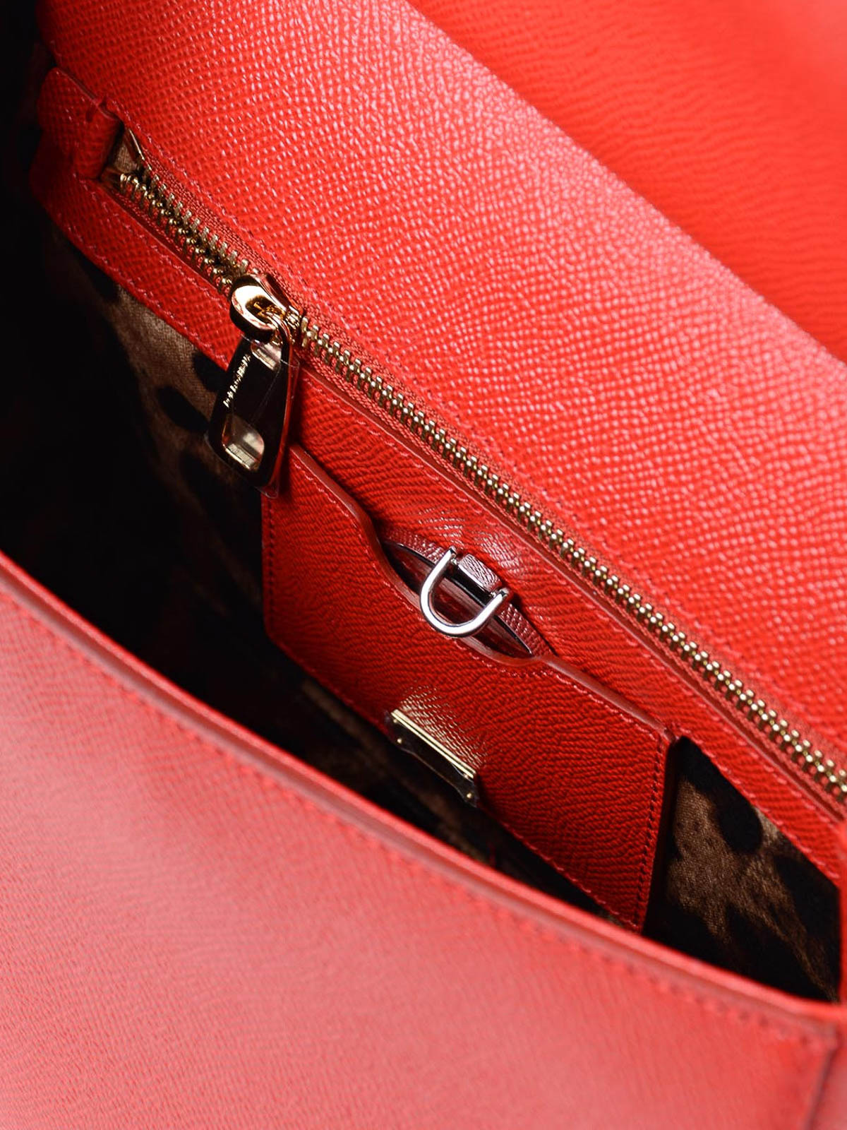 DOLCE & GABBANA Sicily medium printed textured-leather shoulder bag