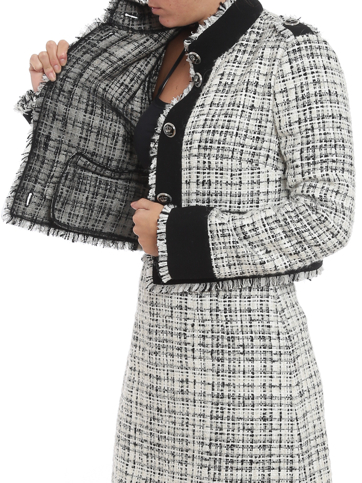 Dolce & Gabbana Tweed cropped jacket - White | F28VWTFMMFTS8031