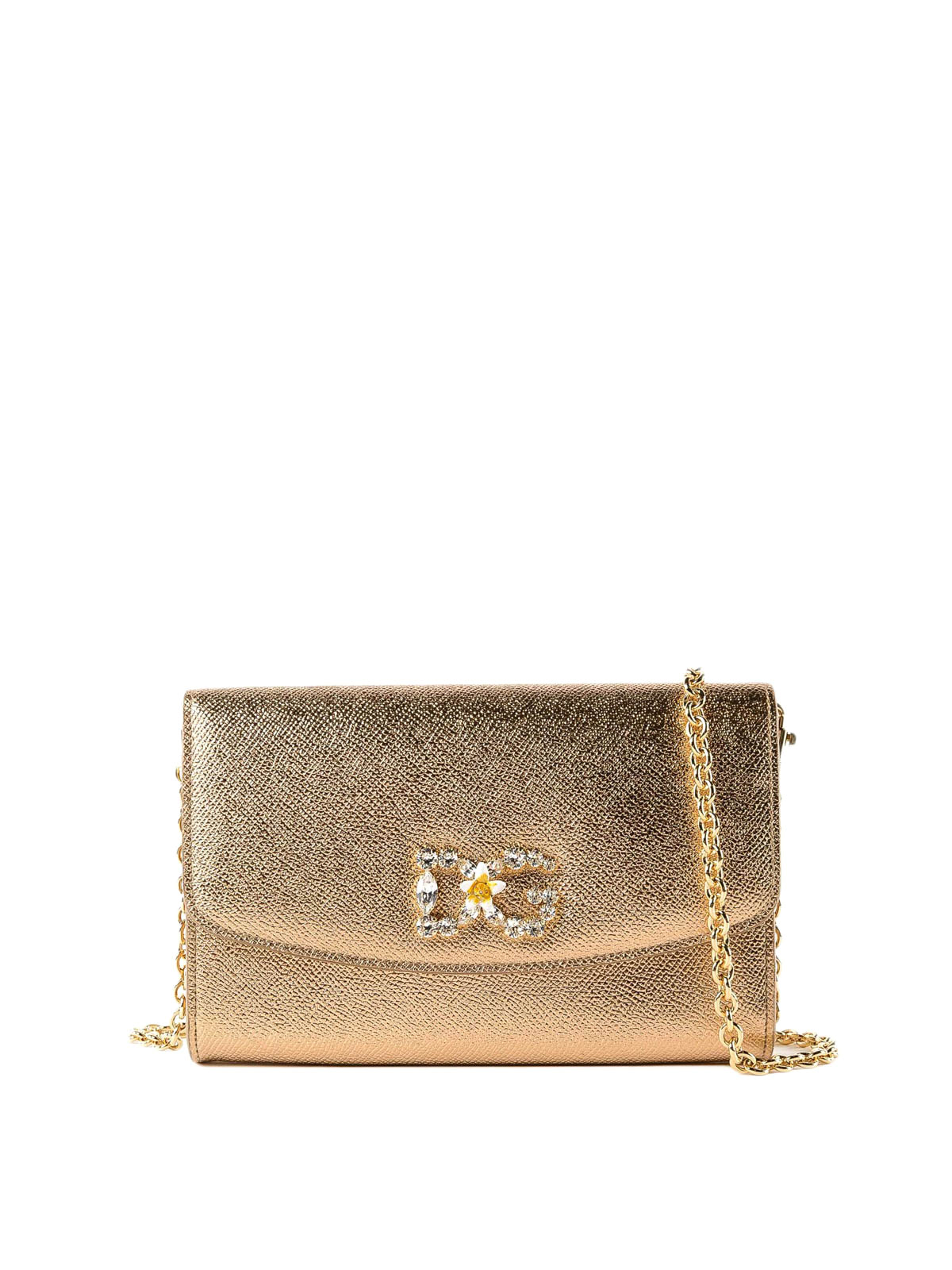Clutches Dolce & Gabbana - Gold-tone Dauphine leather wallet bag