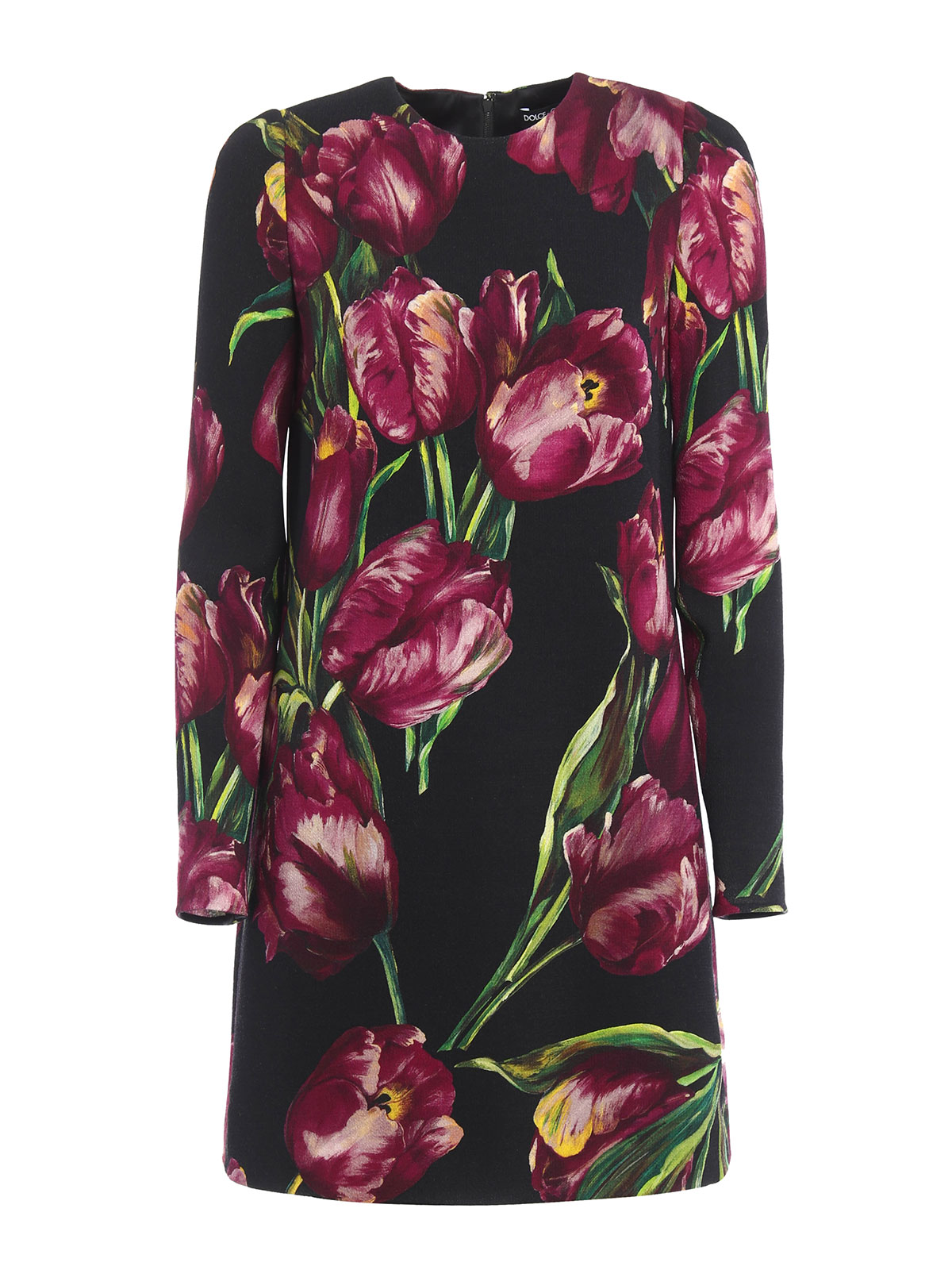 bon ton formal dresses Dolce & Gabbana printed wool dress|F61F1TFS2CCHN26E details:beading