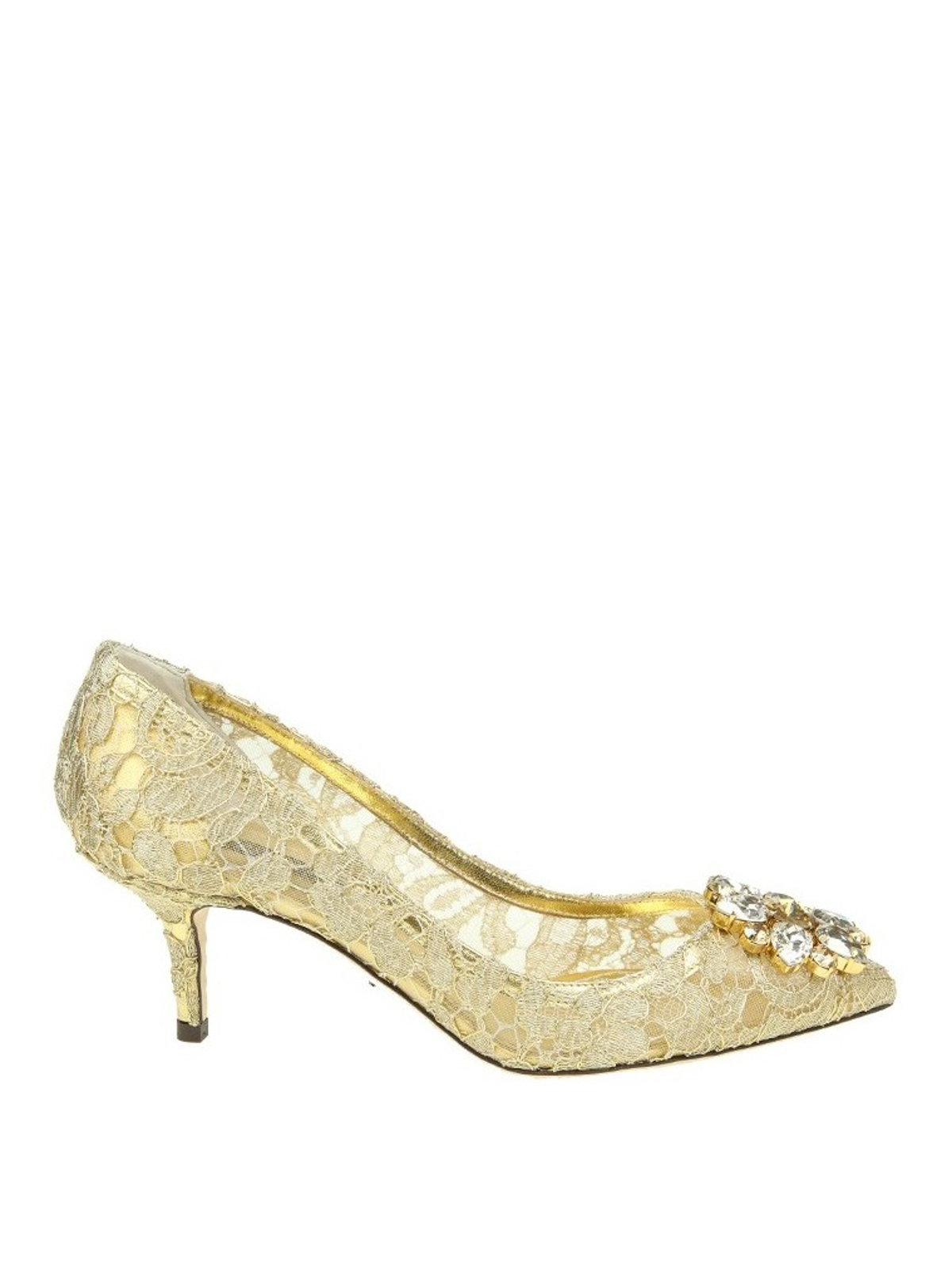 Dolce & Gabbana Bellucci Gold-tone Lace Pumps In Dorado
