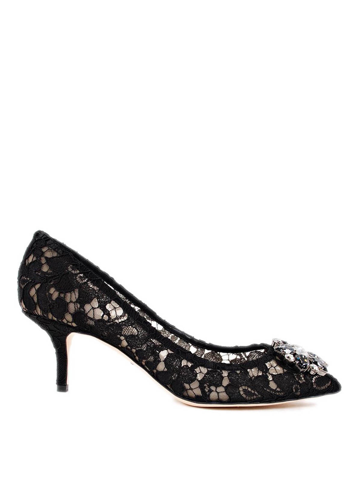 Shop Dolce & Gabbana Lace Bellucci Court Shoes In Black
