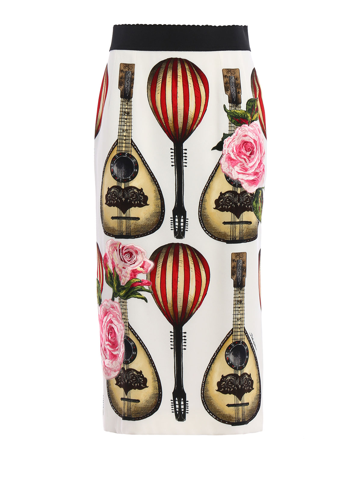 Dolce & Gabbana Embroidered and printed crepe skirt