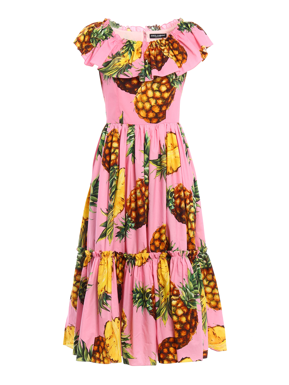 Maxi dresses Dolce & Gabbana - Pineapple print flounced dress - F63Z7TFS53JHF716