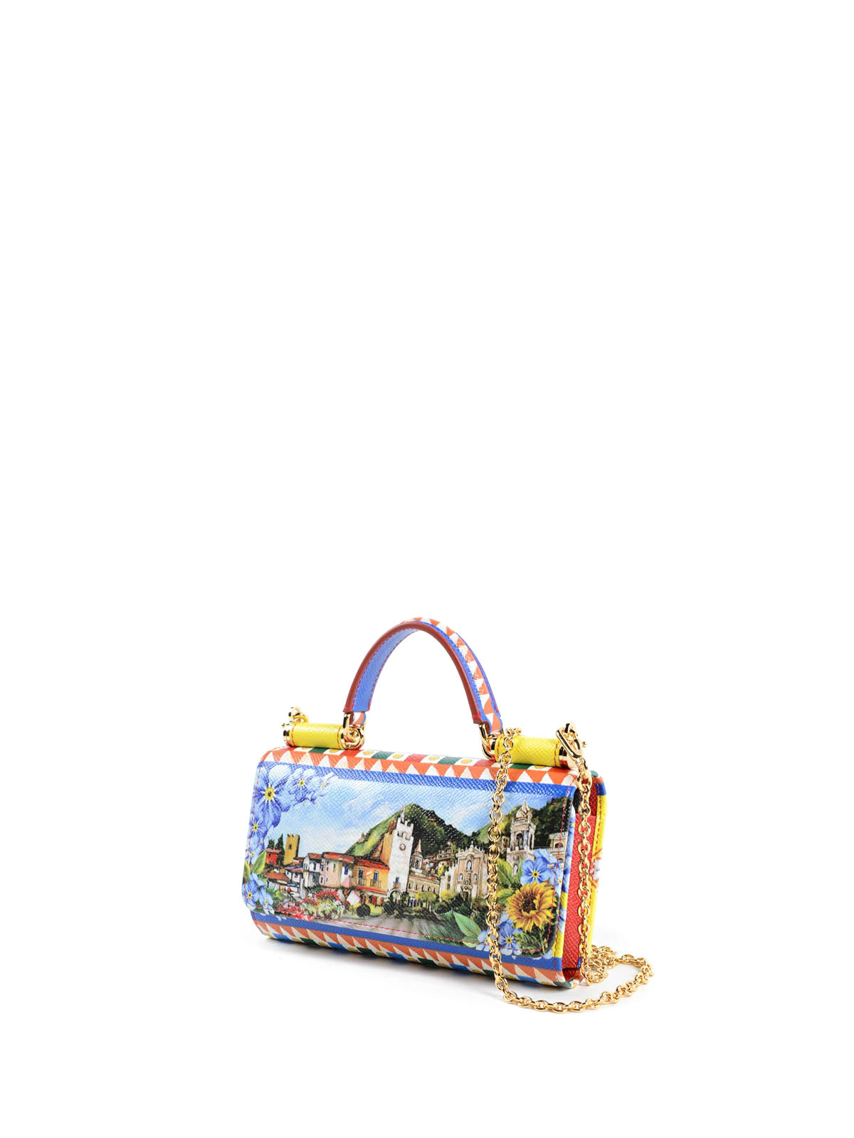 Dolce & Gabbana Printed Leather Sicily Top Handle Bag