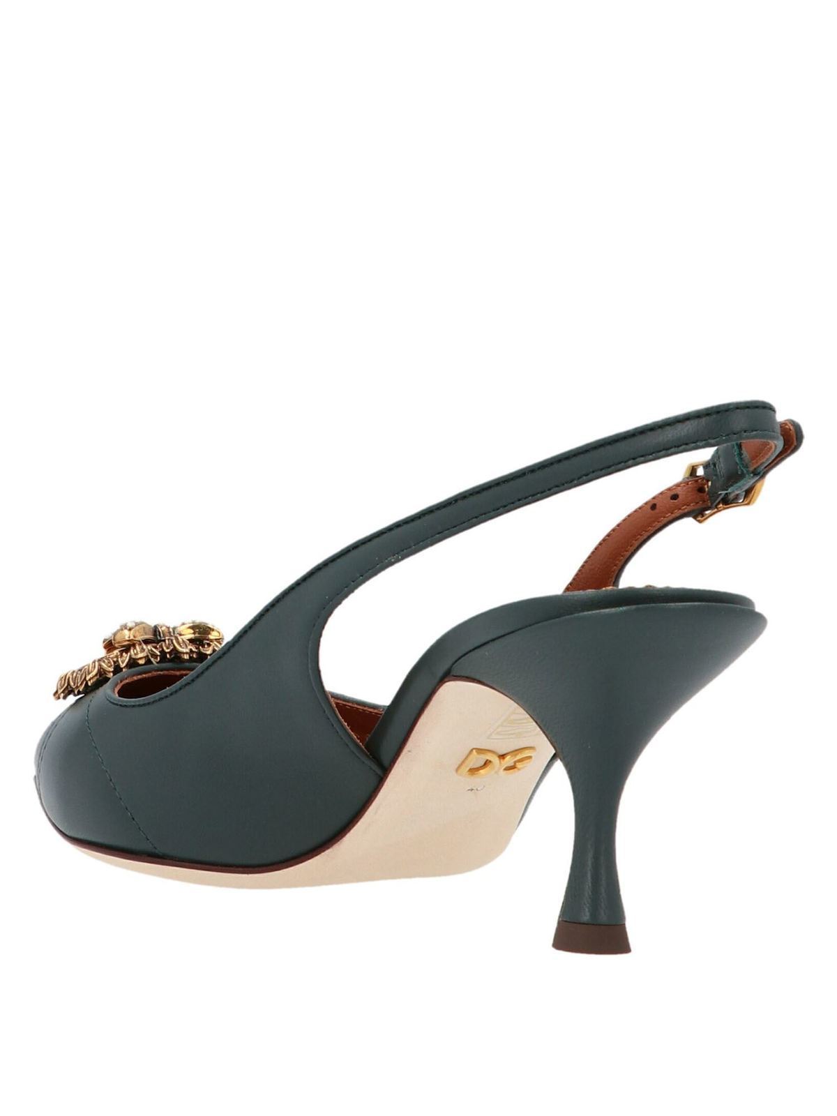 Sandales Talons Hauts Dolce & Gabbana Cuir Vert Acide Avec Fleurs - Taille EU35/US4.5, Neuves Avec Rayures
